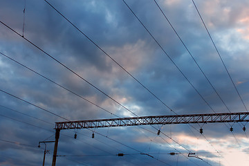 Image showing Power line of electric trains (II)