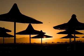 Image showing sunset beach on sea resort,