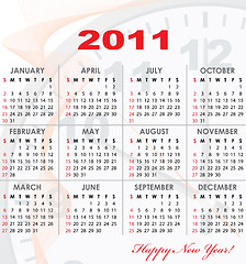 Image showing Calendar grid of 2011 year