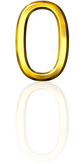 Image showing 3d golden number 0 with reflection