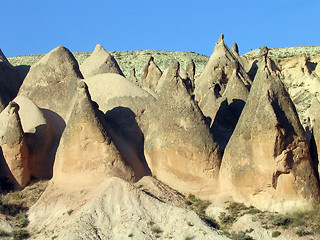 Image showing Conical rock formations in Cappadocia, Turkey