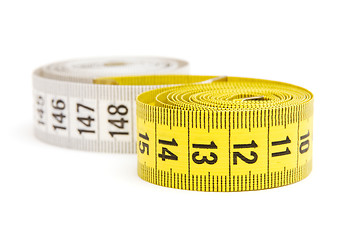 Image showing Yellow and white measuring tape