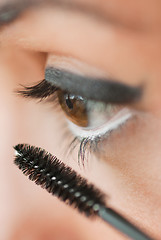 Image showing Girl aplying eye make up