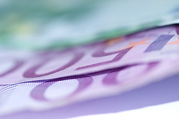 Image showing Close up of euro bills