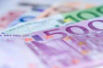 Image showing Close up of euro bills