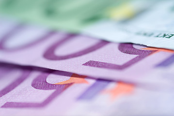 Image showing Close up of euro bills