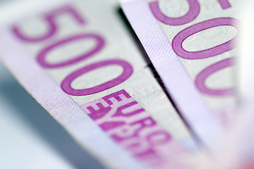 Image showing Close up of euro bills