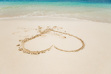 Image showing Heart in sand