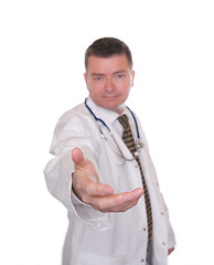 Image showing Friendly doctor offers hand in friendship