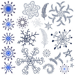Image showing Collection snowflakes and design elements