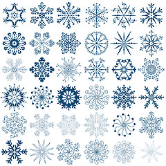 Image showing Big new collection blue snowflakes