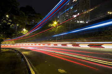 Image showing traffic in city at night in hong kong