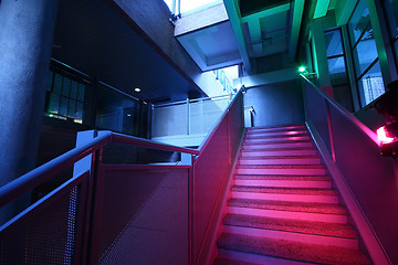 Image showing Stairs with colorful lighting 