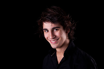 Image showing cute boy, smiling on black