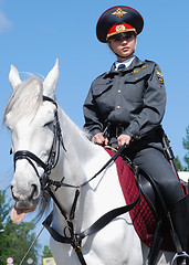 Image showing mounted policewoman