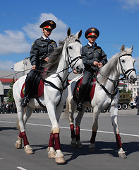 Image showing mounted policewomen