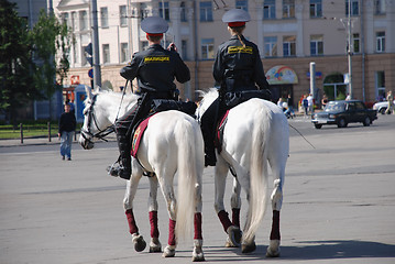 Image showing mounted policewomen