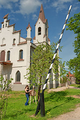 Image showing Girl near the church.