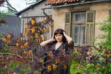 Image showing Beauty girl in garden.