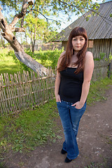 Image showing Beauty girl in farmstead.