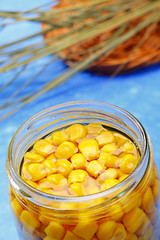 Image showing Preserved sweetcorn in jar