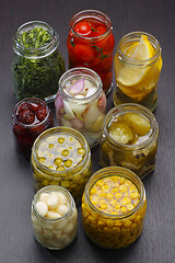 Image showing Jars with various preserved food