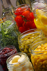 Image showing Jars with various preserved food