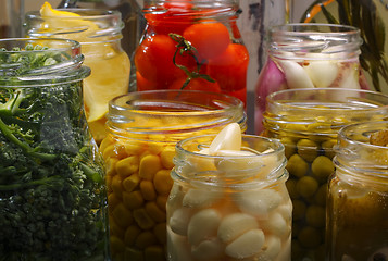 Image showing Jars with various preserved food