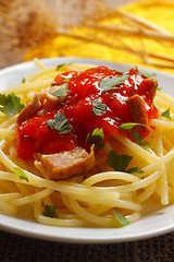 Image showing Spaghetti with tomato sauce