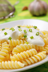 Image showing Fusilli with cream and chives