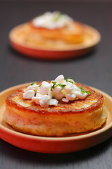 Image showing Blini with cottage cheese