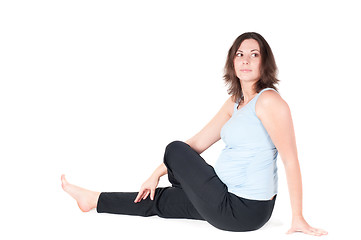 Image showing Portrait of pretty pregnant woman practicing yoga