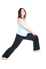 Image showing Portrait of pretty pregnant woman practicing yoga