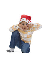 Image showing boy with santa claus hat