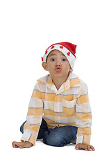 Image showing boy with santa claus hat