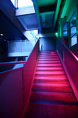 Image showing Stairs with colorful lighting 