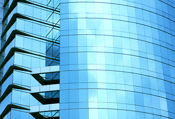 Image showing modern blue glass wall of skyscraper