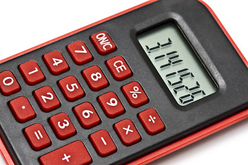 Image showing MIni red calculator isolated on white 