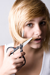 Image showing woman with scissors