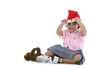 Image showing cute girl with santa hat