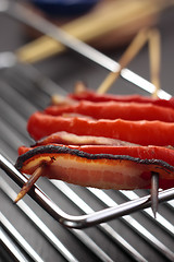 Image showing Grilled bacon and red pepper