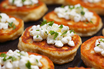 Image showing Blinis with cottage cheese