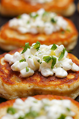 Image showing Blinis with cottage cheese