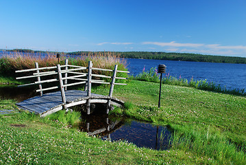 Image showing Small wooden bridge in surroundings of Suomussalmi