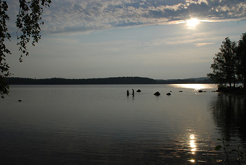 Image showing Waiting for a sunset at beutiful lake Kuuhankavesi in Central Fi