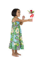 Image showing cute girl with flower gift