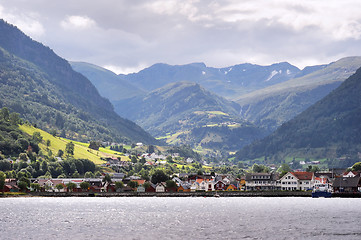 Image showing Village in Norvegian fjords