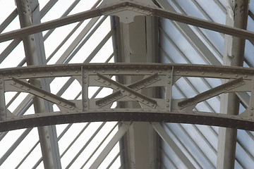 Image showing Glass ceiling and beams