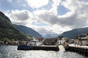 Image showing Village in Norvegian fjords