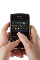 Image showing Blackberry smartphone user hands